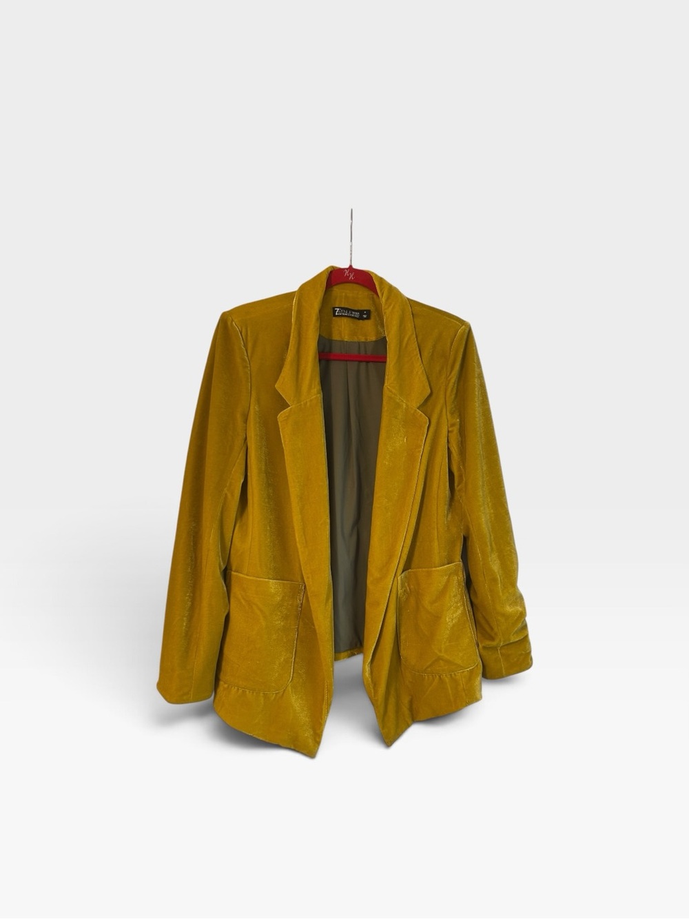 7th Avenue Design Studio Mustard Yellow Velvet Blazer Jacket Size M
